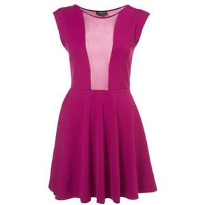 Topshop Mesh Insert Skater Dress Size 2